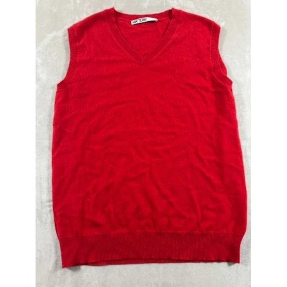 Mr Turk Sweater Vest Mens M Red V-Neck 100% Cashmere Sleeveless Knit M2116001